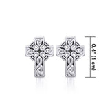 Irish Celtic Cross Sterling Silver Post Earrings TER1751 - Jewelry