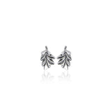 Oak Leaves Silver Post Earrings TER1753 - Jewelry