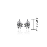 Oak Leaves Silver Post Earrings TER1753 - Jewelry
