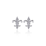 Fleur De Lis Silver Post Earrings TER1754 - Jewelry