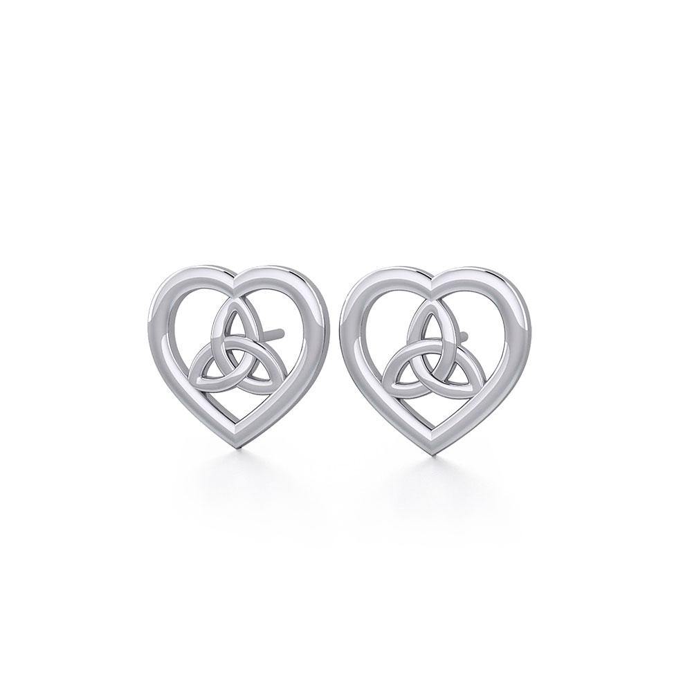 Heart with Trinity Knot Silver Post Earrings TER1755 - Jewelry