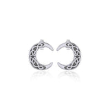 Celtic Crescent Moon Silver Post Earrings TER1758 - Jewelry