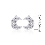 Hollow Celtic Crescent Moon Silver Post Earrings TER1759 - Jewelry