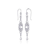 Celtic Crescent Moon with Dangle Teardrop Silver Hook Earrings TER1763 - Jewelry