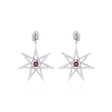 Dangling Gemstone Elven Star with Oak Leaf Post Earrings TER1764 - Jewelry