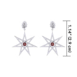 Dangling Gemstone Elven Star with Oak Leaf Post Earrings TER1764 - Jewelry