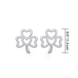 The Heart in Shamrock Silver Post Earrings TER1778 - Jewelry