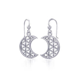 The Flower of Life in Crescent Moon Silver Earrings TER1780