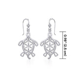 Turtle with Flower of Life Shell Silver Earrings TER1784 - Jewelry