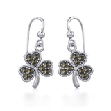 A young spring of luck and happiness Sterling Silver Jewelry Celtic Shamrock Hook Earrings with Marcasite TER1800