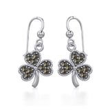 A young spring of luck and happiness Silver Jewelry Celtic Shamrock Hook Earrings with Marcasite TER1800 - Jewelry
