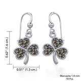 A young spring of luck and happiness Silver Jewelry Celtic Shamrock Hook Earrings with Marcasite TER1800 - Jewelry