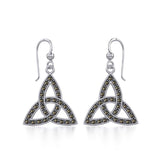 Sterling Silver Celtic Trinity Knot Earrings with Marcasite TER1801 - Jewelry