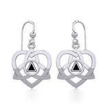 Silver Celtic Trinity Heart Earrings with Inlaid Recovery Symbol TER1802