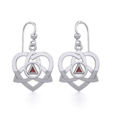 Silver Celtic Trinity Heart Earrings with Inlaid Recovery Symbol TER1802 - Jewelry