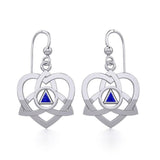 Silver Celtic Trinity Heart Earrings with Inlaid Recovery Symbol TER1802 - Jewelry