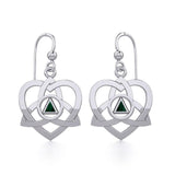 Silver Celtic Trinity Heart Earrings with Inlaid Recovery Symbol TER1802 - Jewelry