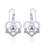 Silver Celtic Trinity Heart Earrings with Inlaid Recovery Symbol TER1802 - Jewelry