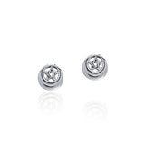 Pentacle and Crescent Moon Silver Post Earrings TER1816