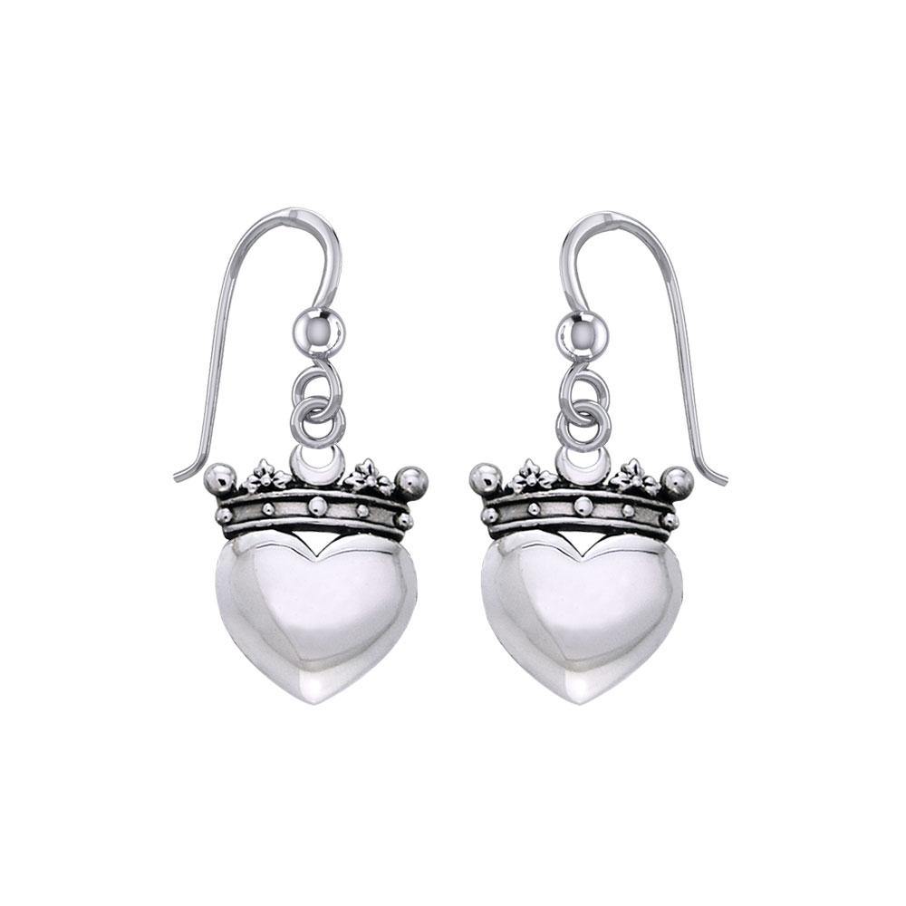 Cari Buziak Heart with Crown Silver Earrings TER1821 - Jewelry
