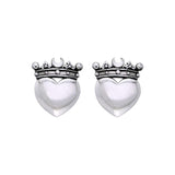 Cari Buziak Heart with Crown Silver Post Earrings TER1822 - Jewelry