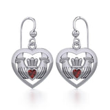 Claddagh in Heart Silver Earrings with Gemstone TER1826 - Jewelry