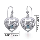 Claddagh in Heart Silver Earrings with Gemstone TER1826 - Jewelry