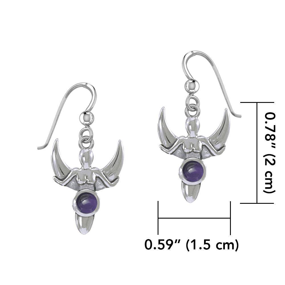 Goddess with Crescent Moon Silver Earrings with Gemstone TER1829 - Jewelry
