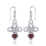 Celtic Witches Knot Silver Earrings with Heart Gemstone TER1830 - Jewelry