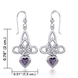 Celtic Witches Knot Silver Earrings with Heart Gemstone TER1830 - Jewelry