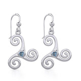 Celtic Spiral Triskele Silver Earrings with Heart Gemstone TER1831 - Jewelry