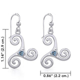 Celtic Spiral Triskele Silver Earrings with Heart Gemstone TER1831 - Jewelry