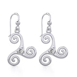 Celtic Spiral Triskele Silver Earrings with Heart Gemstone TER1831 - Jewelry