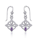 Celtic Quaternary Knot Silver Earrings with Gemstone TER1832 - Jewelry