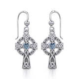 Celtic Cross Silver Earrings with Heart Gemstone TER1833 - Jewelry