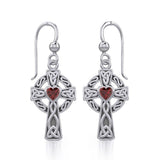 Celtic Cross Silver Earrings with Heart Gemstone TER1833 - Jewelry
