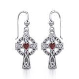 Celtic Cross Silver Earrings with Heart Gemstone TER1833 - Jewelry