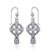 Celtic Cross Silver Earrings with Heart Gemstone TER1833 - Jewelry