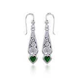 Celtic Knotwork Silver Shamrock Earrings with Heart Gemstone TER1834 - Jewelry