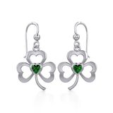 Silver Shamrock Earrings with Heart Gemstone TER1835