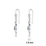 Silver Shamrock Earrings with Heart Gemstone TER1835 - Jewelry