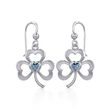 Silver Shamrock Earrings with Heart Gemstone TER1835 - Jewelry