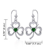 Silver Shamrock Earrings with Heart Gemstone TER1835 - Jewelry