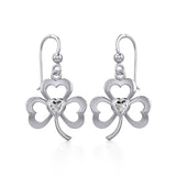 Silver Shamrock Earrings with Heart Gemstone TER1835 - Jewelry