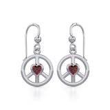 Peace Silver Earrings with Heart Gemstone TER1836 - Jewelry