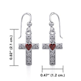 Celtic Cross Silver Earrings with Heart Gemstone TER1841 - Jewelry