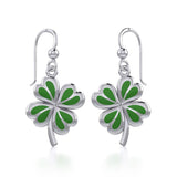 Lucky Four Leaf Clover Silver Earrings with Green enamel TER1843
