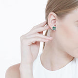 Lucky Four Leaf Clover Silver Post Earrings with Gemstone TER1844 - Jewelry