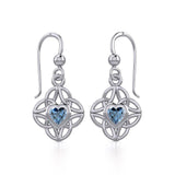 Celtic Knotwork Silver Earrings with Heart Gemstone TER1845