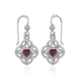 Celtic Knotwork Silver Earrings with Heart Gemstone TER1845 - Jewelry